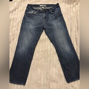 Classic Men’s Dark Blue Straight-Leg Jeans 36x30